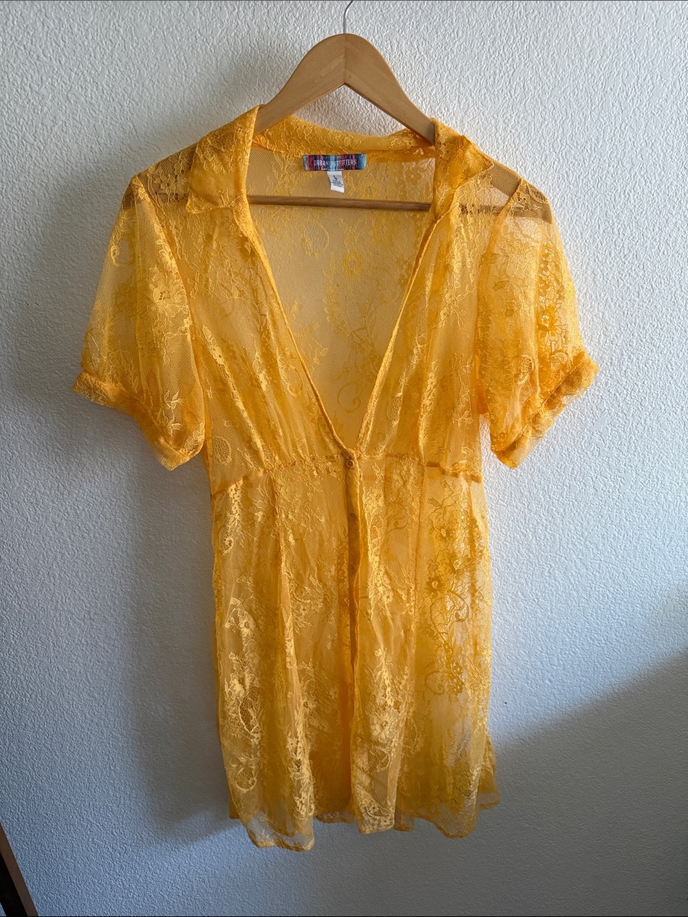 Urban Outfitters Yellow Sheer Lace Top